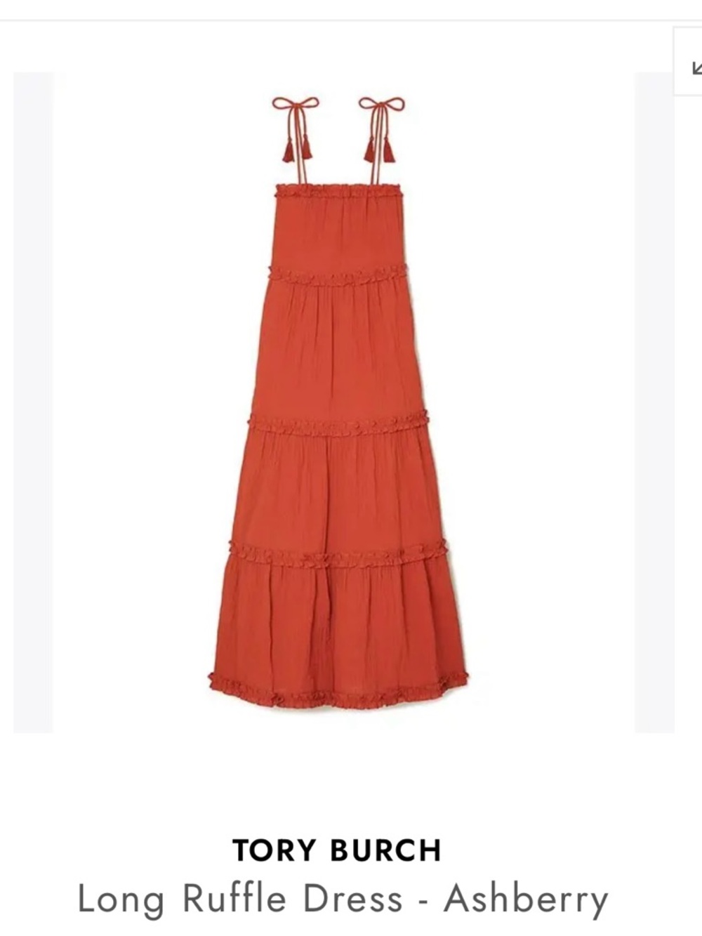 Tory Burch Ashberry Long Ruffle Midi Dress - Rust
